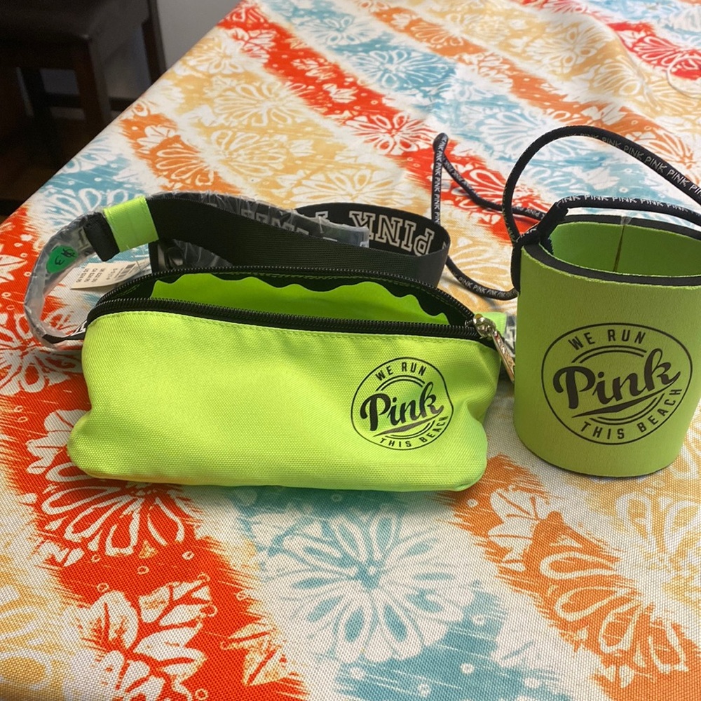 Pink Fanny pack with coozie  nwt.